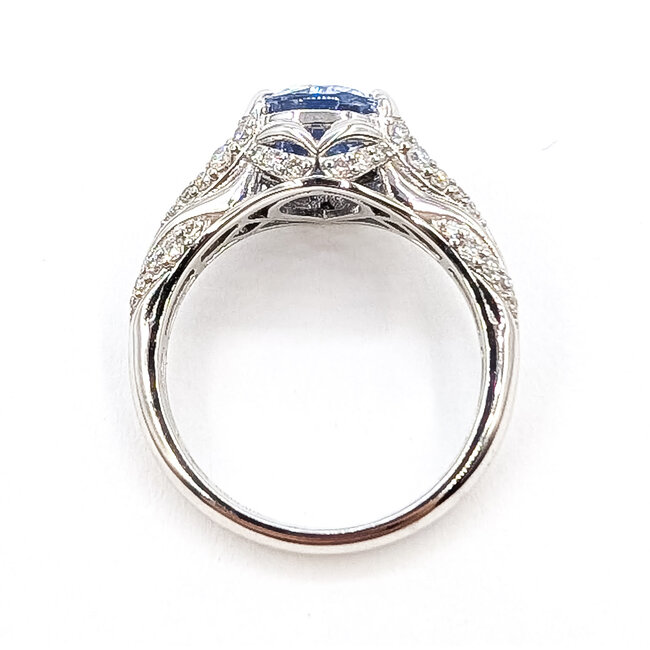 Ring Split Band Pave 0.54ctw Round Diamonds GIA: 5231722871 2.51ct Pastel Blue Sapphire 900pt 10mm Sz6.5 6.9g 226070032