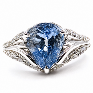 Ring Split Band Pave 0.54ctw Round Diamonds GIA: 5231722871 2.51ct Pastel Blue Sapphire 900pt 10mm Sz6.5 6.9g 226070032