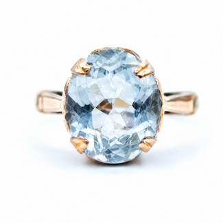 Ring Mid-Century Heart Filigree 12.2x10mm Aquamarine 9ky Sz6 3.92g 125020007
