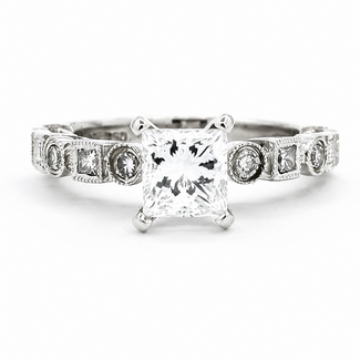 Ring Engagement .70ct Princess Cut Diamond 18kw Sz3.75 3.22g 225040143