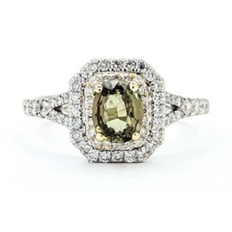 Ring Double Halo .53ctw Diamonds .79ct Alexandrite GIA: 5231584983 14ktt 10.5x10mm Sz6.5 2.9g 125060011