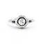 Ring Filigree .33ct European Cut Diamond .08ctw  Sapphire Baguette Accents    18kw 9x10mm Sz7.75 2.4g 125060098