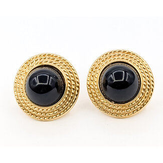 Earrings Disc Omega Back 14mm Black Onyx 14ky .75" 10.2g 126070127