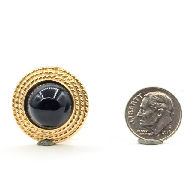 Earrings Disc Omega Back 14mm Black Onyx 14ky .75" 10.2g 126070127
