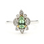 Ring Milgrain Tear Drop 0.18ctw Round Diamonds GIA: 1236527730 0.53ct Green Paraiba Tourmaline Platinum & 18k Sz7 4.1g 226070052