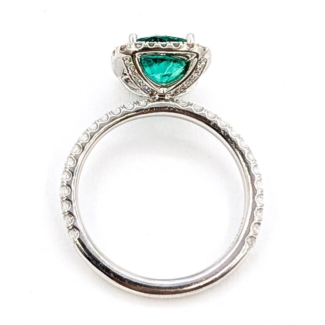 Ring Halo 0.55ctw Round Diamonds 1.66ct Green Emerald 18k 2mm Sz6.5 4.3g 226070063