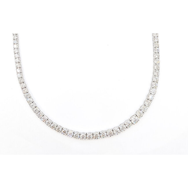 Necklace Tennis Necklace Graduated 33.44ctw Round Diamonds Pt900 6-3mm 18" 48.1g 226070038