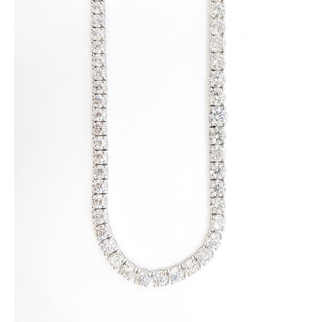Necklace Tennis Necklace Graduated 33.44ctw Round Diamonds Pt900 6-3mm 18" 48.1g 226070038