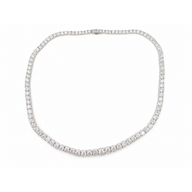 Necklace Tennis Necklace Graduated 33.44ctw Round Diamonds Pt900 6-3mm 18" 48.1g 226070038