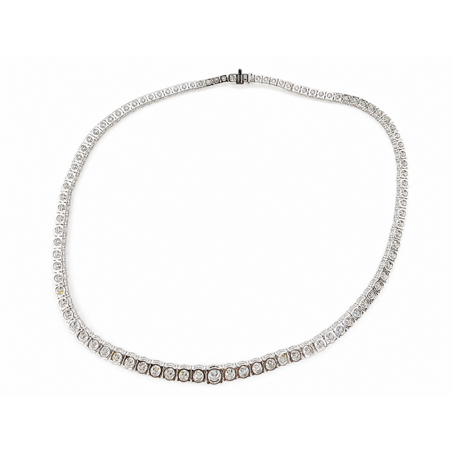 Necklace Tennis Necklace Graduated 33.44ctw Round Diamonds Pt900 6-3mm 18" 48.1g 226070038