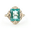 Ring Uranium Glass Floral 6ct Teal Blue Uranium Glass 14kw 14.5mm Sz6.5 2.17g 226070013
