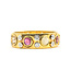 Ring Eternity Multi-Gemstone .18ctw Round Diamonds 1.00ctw Emerald, Citrine, Sapphire, Moonstone, Topaz, Garnet, Ruby 18ky 5.5mm Sz5 3.14g 126070115