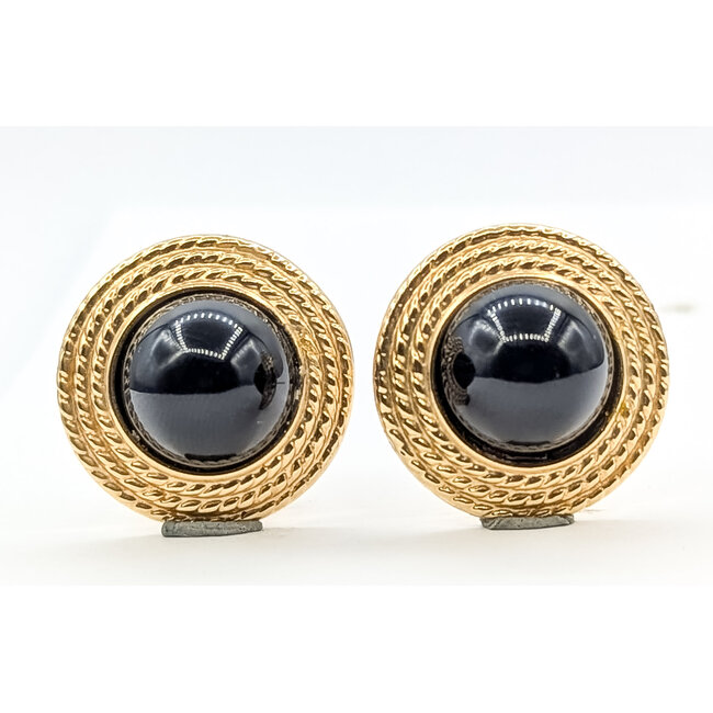 Earrings Disc Omega Back 14mm Black Onyx 14ky .75" 10.2g 126070127
