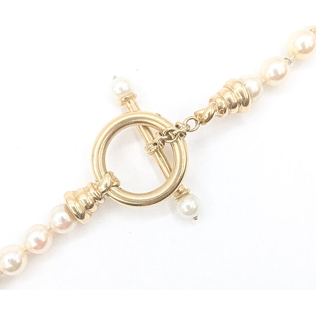 Necklace Strand Toggle Clasp 6.5mm White Pearl 14ky 6.5mm 20" 27.19g 126070142