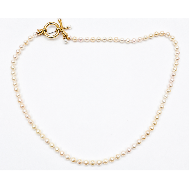 Necklace Strand Toggle Clasp 6.5mm White Pearl 14ky 6.5mm 20" 27.19g 126070142