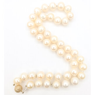 Necklace Strand Hook & Ball Clasp 10mm White Pearl 14ky 10mm 19" 63.09g 126070143