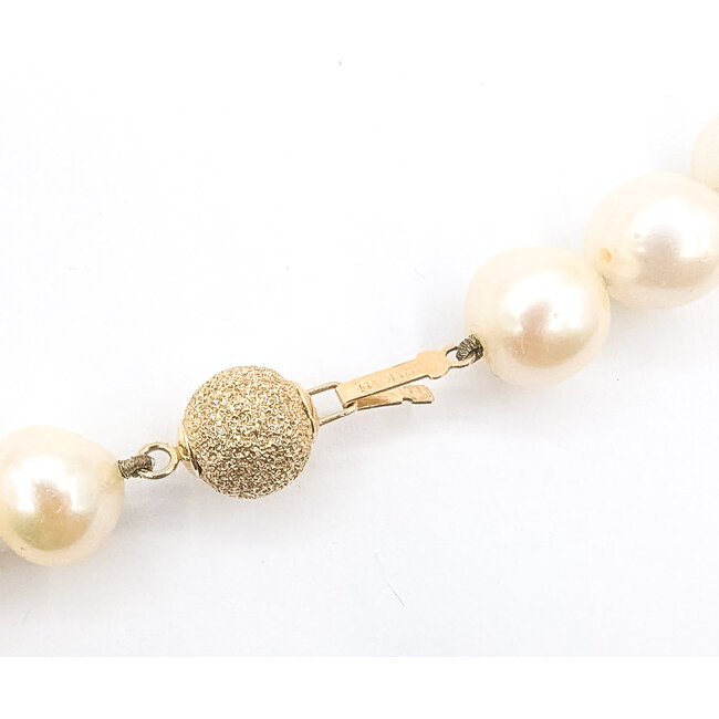 Necklace Strand Hook & Ball Clasp 10mm White Pearl 14ky 10mm 19" 63.09g 126070143