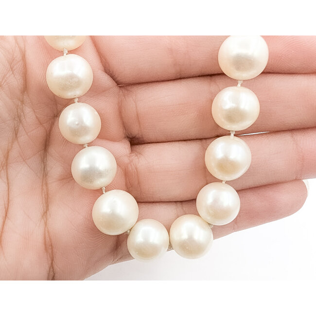 Necklace Strand Hook & Ball Clasp 10mm White Pearl 14ky 10mm 19" 63.09g 126070143