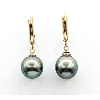 Earrings Drop Earrings Leverback 10.5mm Peacock Pearl 14ky 10.5mm 4.24g 126070146