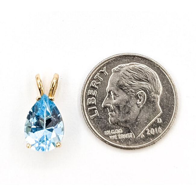 Pendant Solitare Teardrop 2.35ct SKy Blue Topaz 14ky 14x7mm 1.05g 126070147