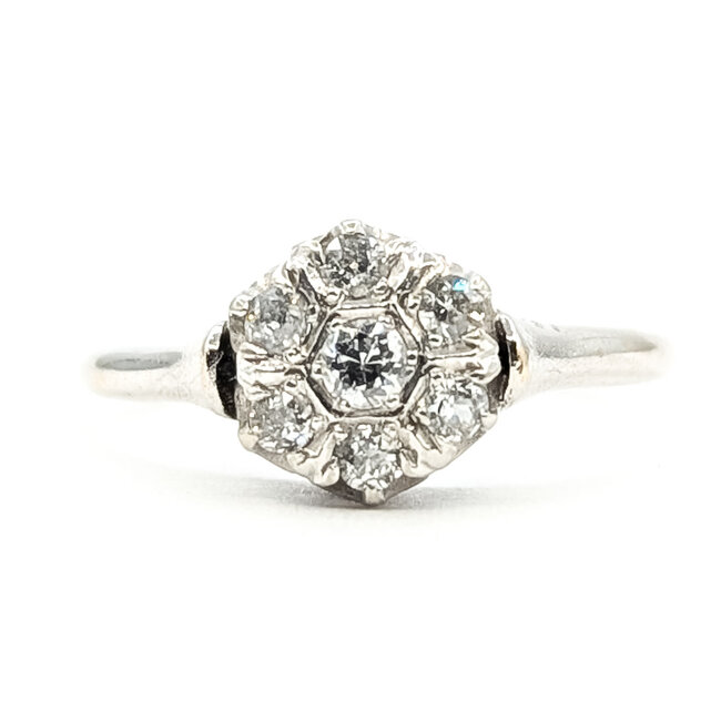 Ring Floral Cluster 0.24ctw Round Diamonds 14kw 9mm Sz6.75 2.51g 126070148