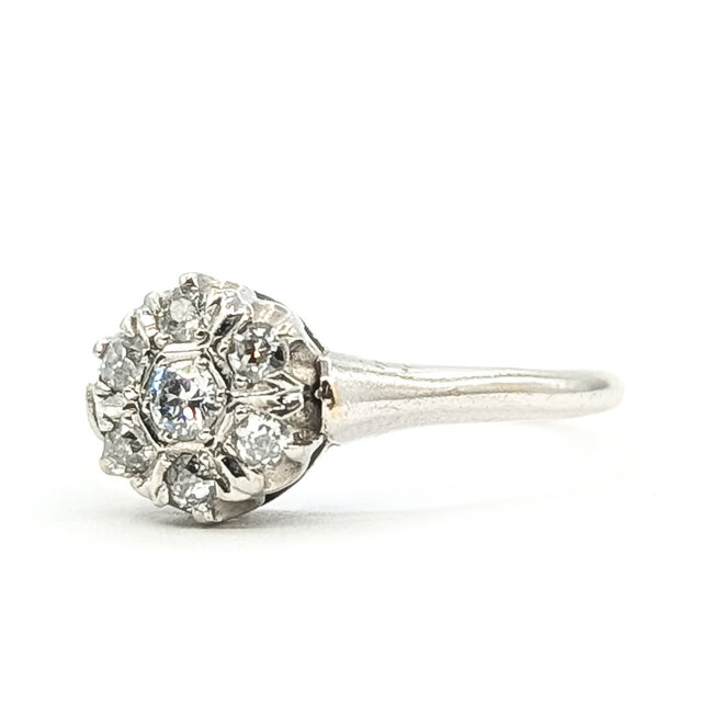 Ring Floral Cluster 0.24ctw Round Diamonds 14kw 9mm Sz6.75 2.51g 126070148