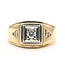 Ring Signet Geometric 0.175ctw Round Diamonds 14ky 11mm Sz8.25 7.25g 126070150