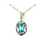 Pendant Uranium Glass Floral 6ct Teal Blue Uranium Glass 14kw 23x11mm 16" 2.86g 226070012