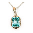 Pendant Uranium Glass Floral 6ct Teal Blue Uranium Glass 14kw 23x11mm 16" 2.86g 226070012