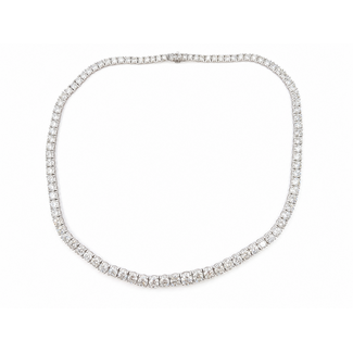 Necklace Tennis Necklace Graduated 33.44ctw Round Diamonds Pt900 6-3mm 18" 48.1g 226070038