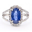 Ring Halo Split Band 0.79ctw Round Diamonds GIA: 2231597246 3.02ct Blue Sapphire Platinum Sz7 5.8g 226070053
