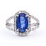 Ring Halo Split Band 0.79ctw Round Diamonds GIA: 2231597246 3.02ct Blue Sapphire Platinum Sz7 5.8g 226070053