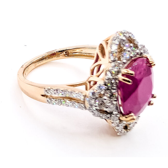 Ring Cocktail Split Band 1.04ctw Round Diamonds GIA: 1232512269 4.67ct Purplish Red Ruby Pt900 20mm Sz6.75 7.5g 226070046
