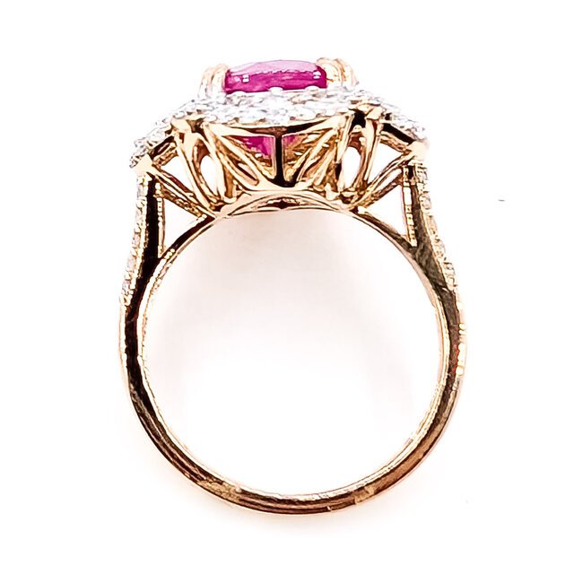 Ring Cocktail Split Band 1.04ctw Round Diamonds GIA: 1232512269 4.67ct Purplish Red Ruby Pt900 20mm Sz6.75 7.5g 226070046