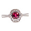 Ring Halo Milgrain 0.24ctw Round Diamonds 0.66ct Red Ruby Pt900 10mm Sz6.75 4.4g 226070049