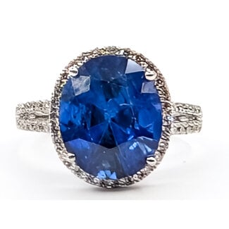 Ring Halo Split Band 0.47ctw Round Diamonds GIA: 1232597040 7.19ct Blue Madagascar Sapphire 18k Sz7 5.7g 226070047