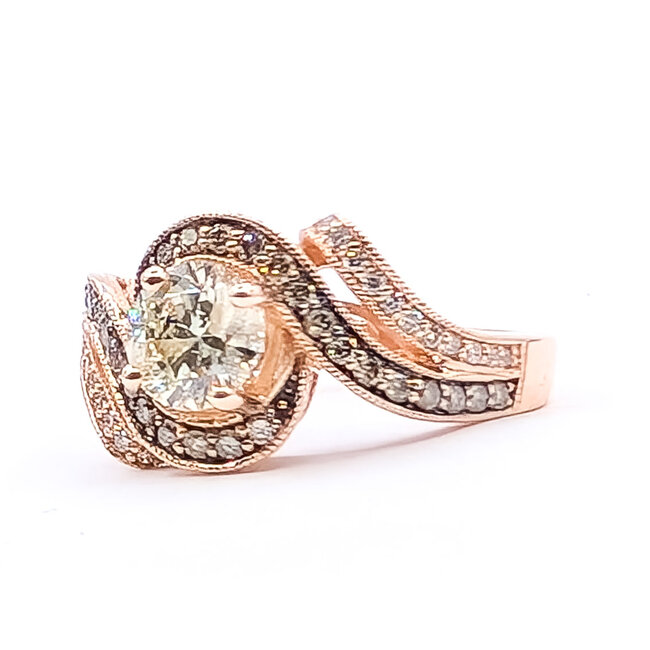 Ring Cocktail Bypass 1.01ct Round Diamonds 0.11ctw Near Colorless Diamonds 14kr 11mm Sz6.75 4.6g 226070048