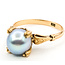 Ring Solitaire 8mm Gray Pearl 18ky Sz6 2.74g 126070138