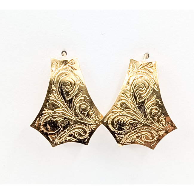 Earrings Florentine Victorian Revival French Hook 14ky 1.2x1" 2.12g 126072004