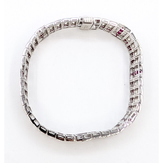 Bracelet Art Deco Inspired Geometric 7.29ctw Round Diamonds 8.51ct Red Ruby Pt900 10mm 7" 35.5g 226070033