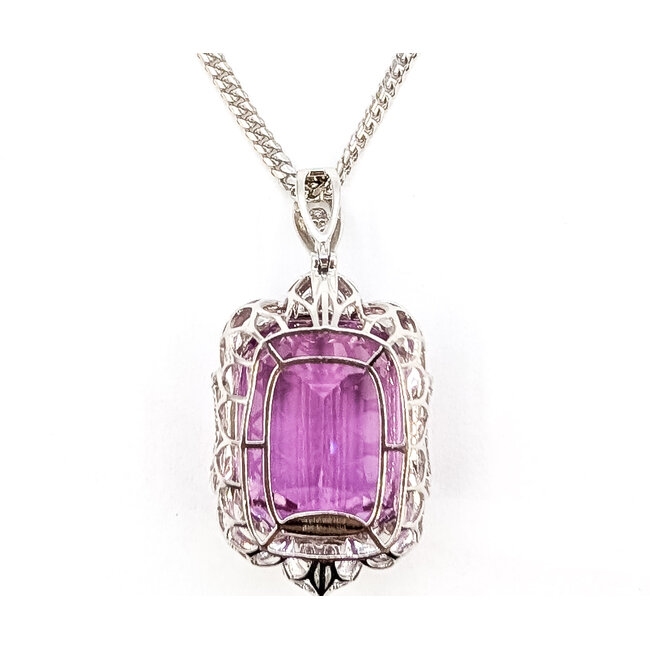 Pendant Statement W/Chain 0.61ctw Round Diamonds 70.40ct Pink Kunzite Platinum 1.45x1" 18" 43.1g 226070035