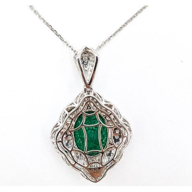 Necklace Halo Floral 2.43ctw Round Diamonds GIA: 5231644838 6.58ct Green Emerald Platinum 43x26mm 18" 14g 226070036