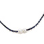 Necklace Art Deco Geometric 9.74ctw Round Diamonds 18.88ct Blue Sapphire Pt900 10mm 18" 65.9g 226070039