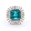 Ring Pave Cocktail Sunburst 1.45ctw Round Diamonds GIA: 6224620942 9.23ct Green Emerald 18k 22mm Sz7 7.7g 226070040