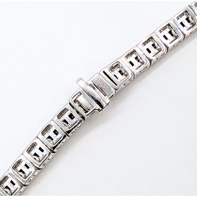 Necklace Art Deco Geometric 9.74ctw Round Diamonds 18.88ct Blue Sapphire Pt900 10mm 18" 65.9g 226070039