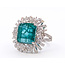 Ring Pave Cocktail Sunburst 1.45ctw Round Diamonds GIA: 6224620942 9.23ct Green Emerald 18k 22mm Sz7 7.7g 226070040