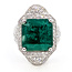 Ring Cocktail Tapered 1.33ctw Round Diamonds GIA: 5222774328 10.91ct Green Emerald Platinum 25mm Sz6.75 19.8g 226070041