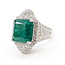 Ring Cocktail Tapered 1.33ctw Round Diamonds GIA: 5222774328 10.91ct Green Emerald Platinum 25mm Sz6.75 19.8g 226070041