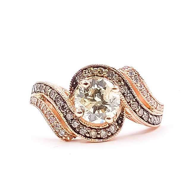 Ring Cocktail Bypass 1.01ct Round Diamonds 0.11ctw Near Colorless Diamonds 14kr 11mm Sz6.75 4.6g 226070048