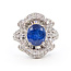 Ring Pave Cocktail 1.44ctw Round Diamonds GIA: 2231597243 2.87ct Blue Sapphire Platinum Sz7 8.7g 226070054